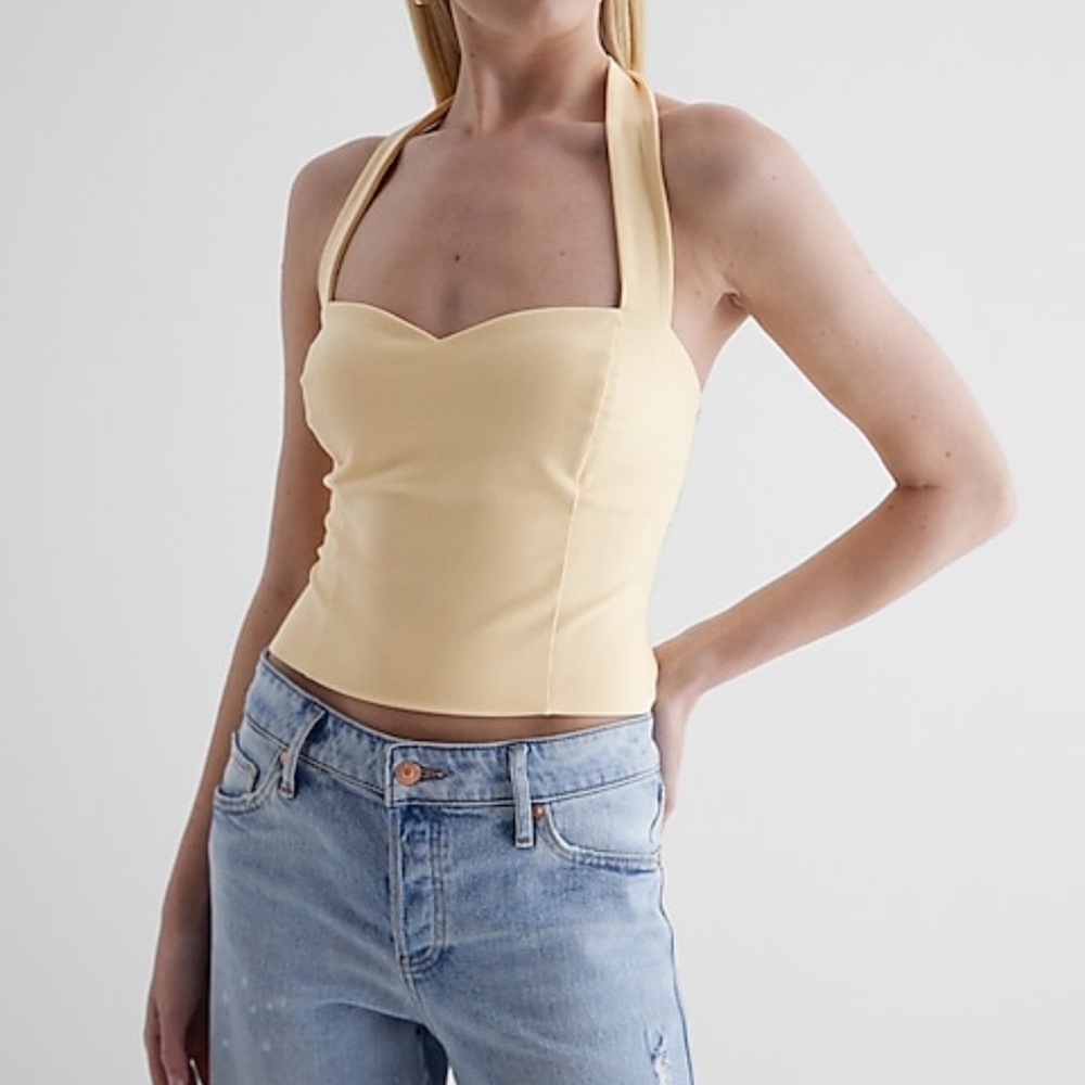 Express Butter Yellow halter Women's Top